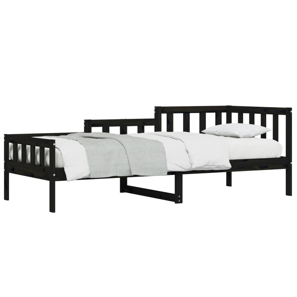 Day Bed without Mattress Black 90x190 cm Single Solid Wood Pine