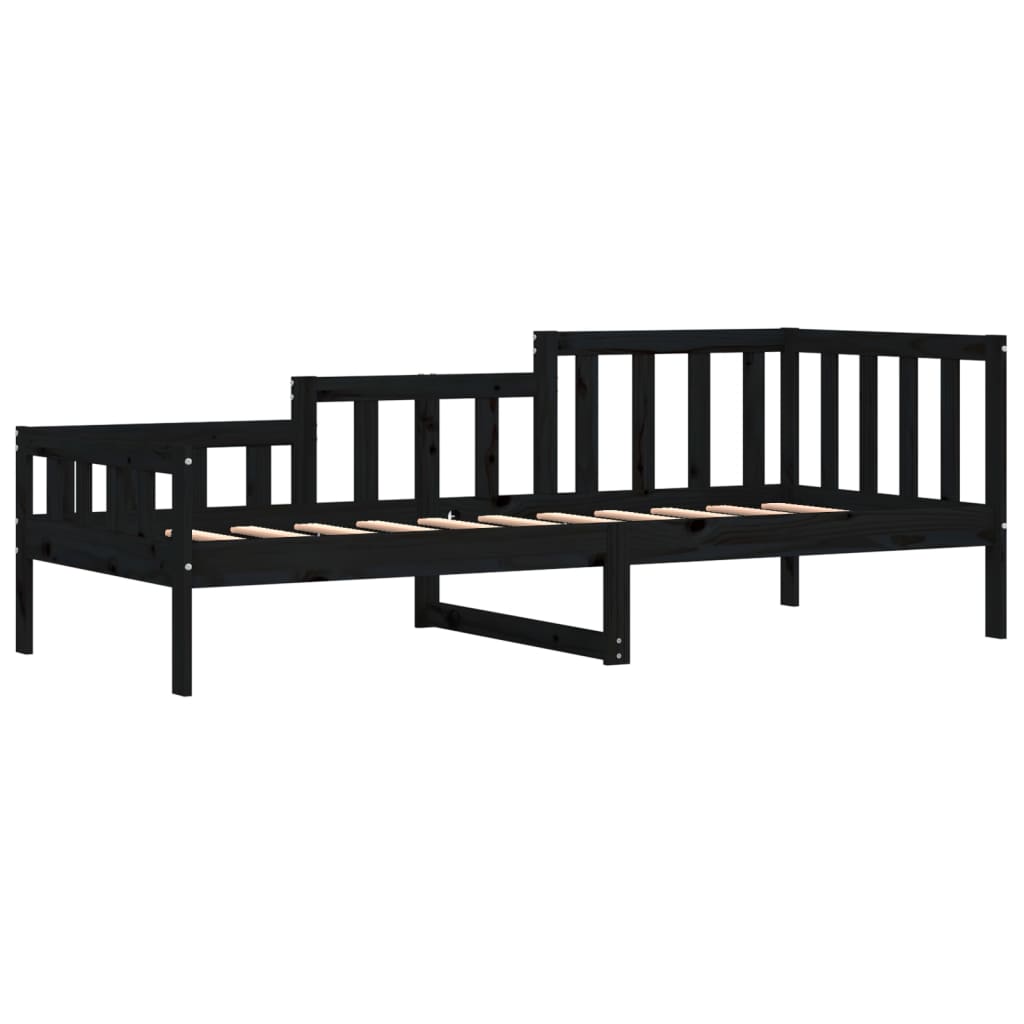 Day Bed without Mattress Black 90x190 cm Single Solid Wood Pine