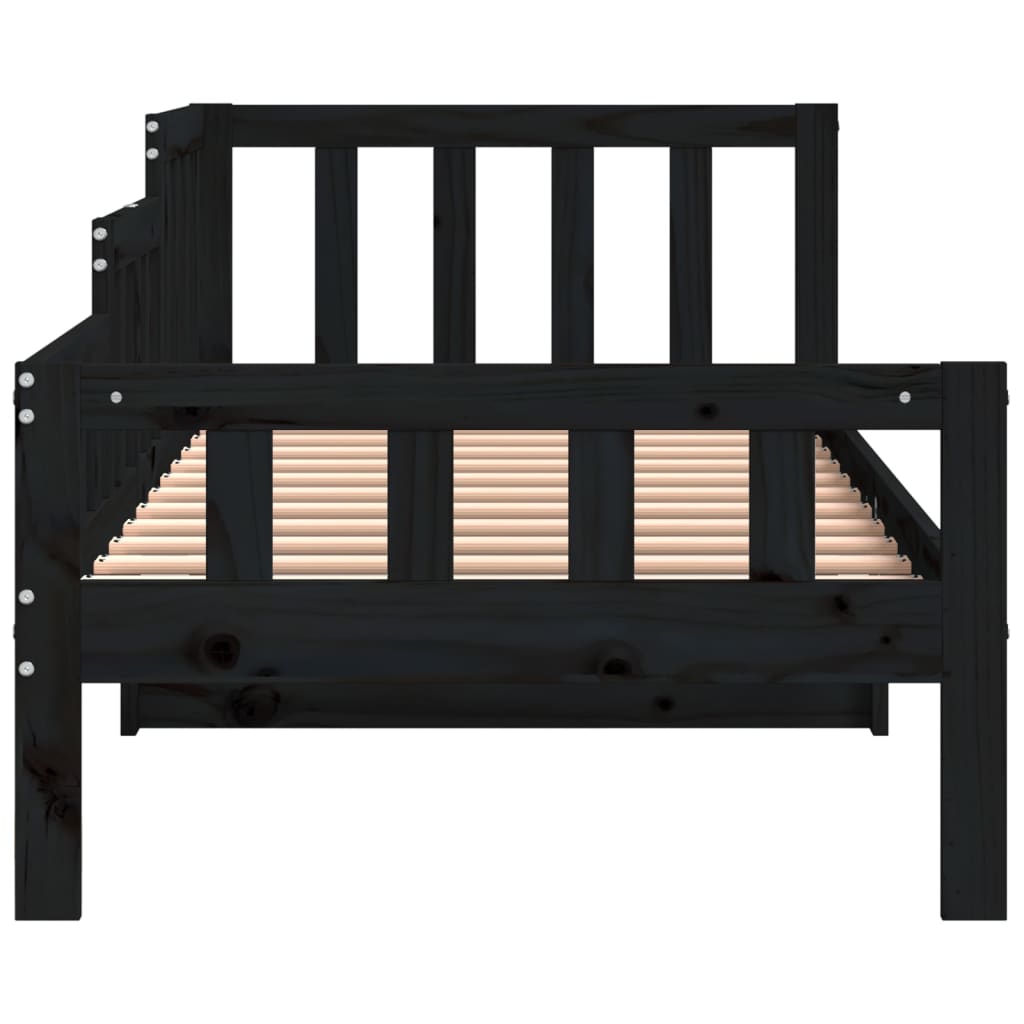 Day Bed without Mattress Black 90x190 cm Single Solid Wood Pine