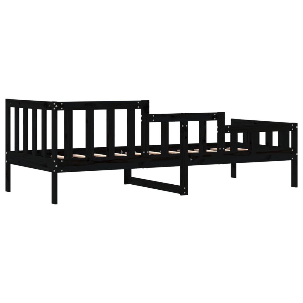 Day Bed without Mattress Black 90x190 cm Single Solid Wood Pine