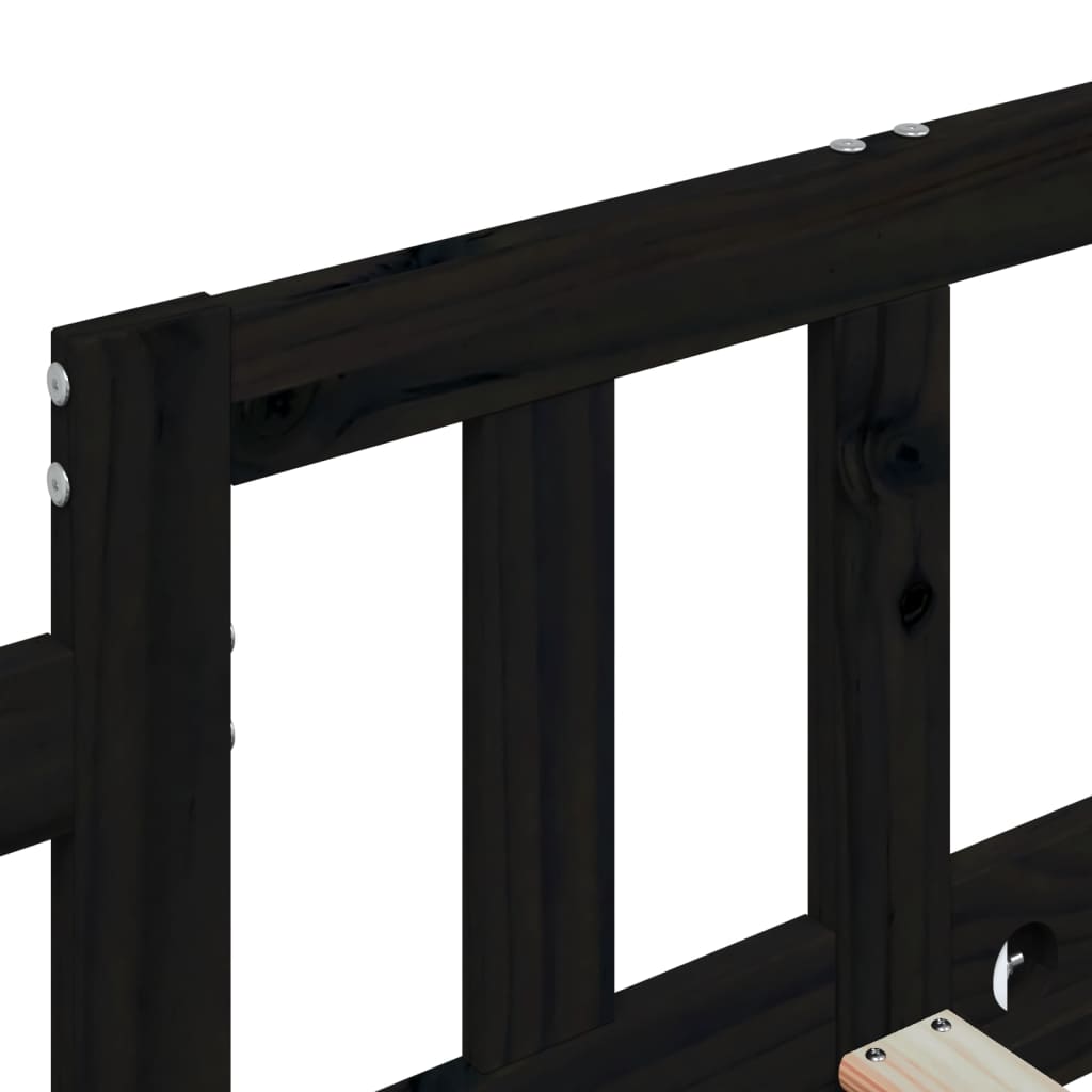 Day Bed without Mattress Black 90x190 cm Single Solid Wood Pine