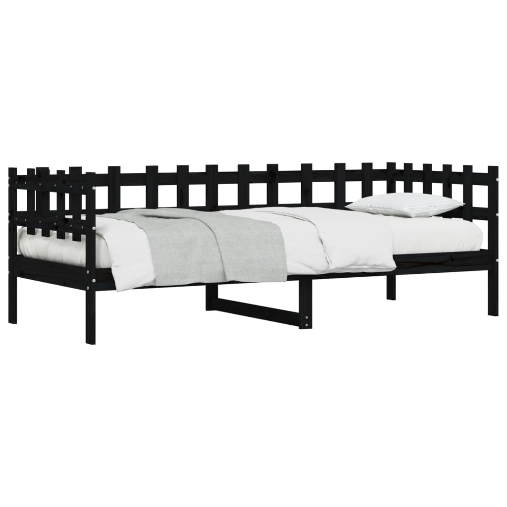 Day Bed without Mattress Black 80x200 cm Solid Wood Pine