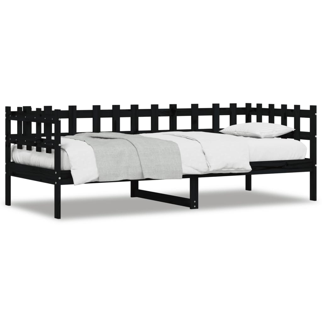 Day Bed without Mattress Black 90x200 cm Solid Wood Pine