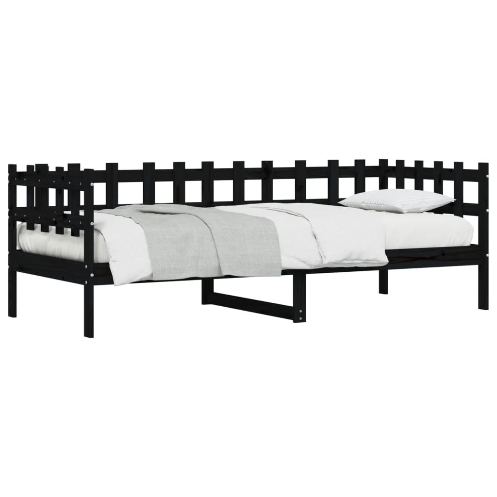 Day Bed without Mattress Black 90x200 cm Solid Wood Pine