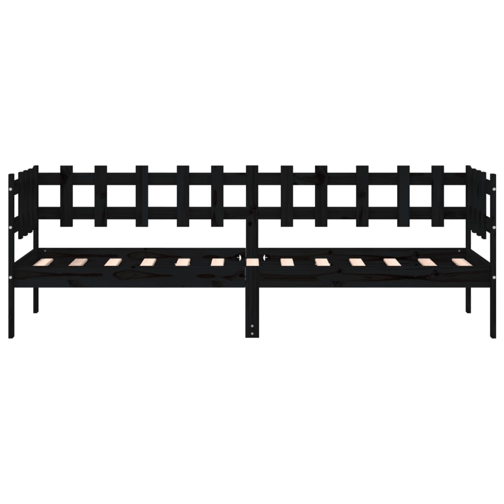 Day Bed without Mattress Black 90x200 cm Solid Wood Pine