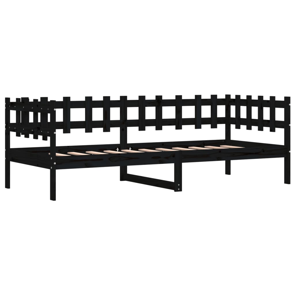 Day Bed without Mattress Black 90x200 cm Solid Wood Pine