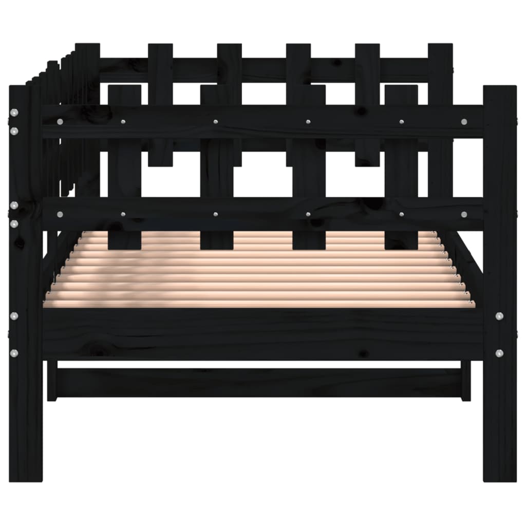 Day Bed without Mattress Black 90x200 cm Solid Wood Pine