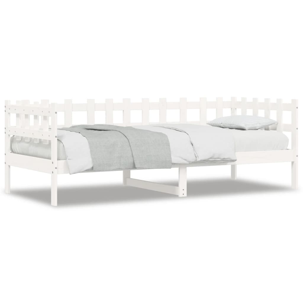 Day Bed without Mattress White 90x190 cm Single Solid Wood Pine