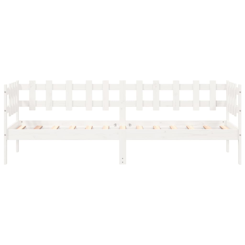 Day Bed without Mattress White 90x190 cm Single Solid Wood Pine