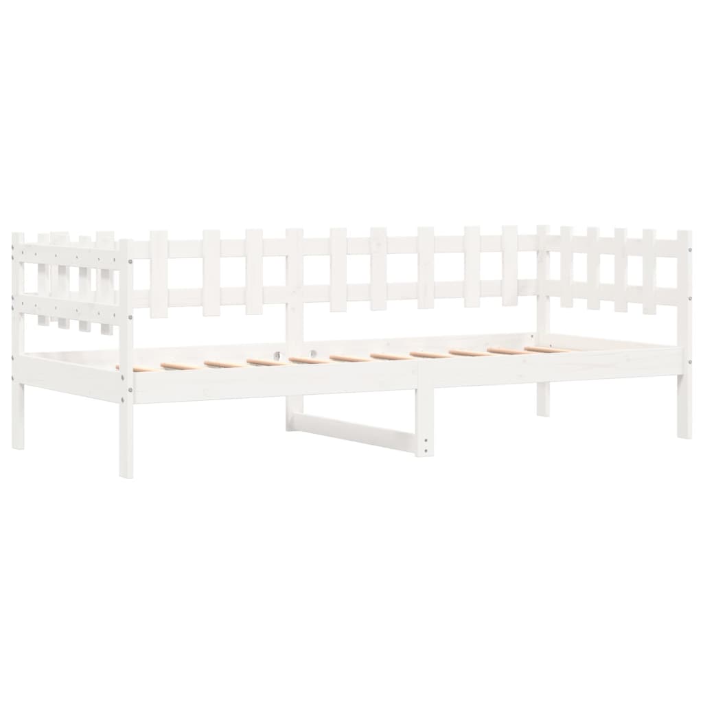 Day Bed without Mattress White 90x190 cm Single Solid Wood Pine
