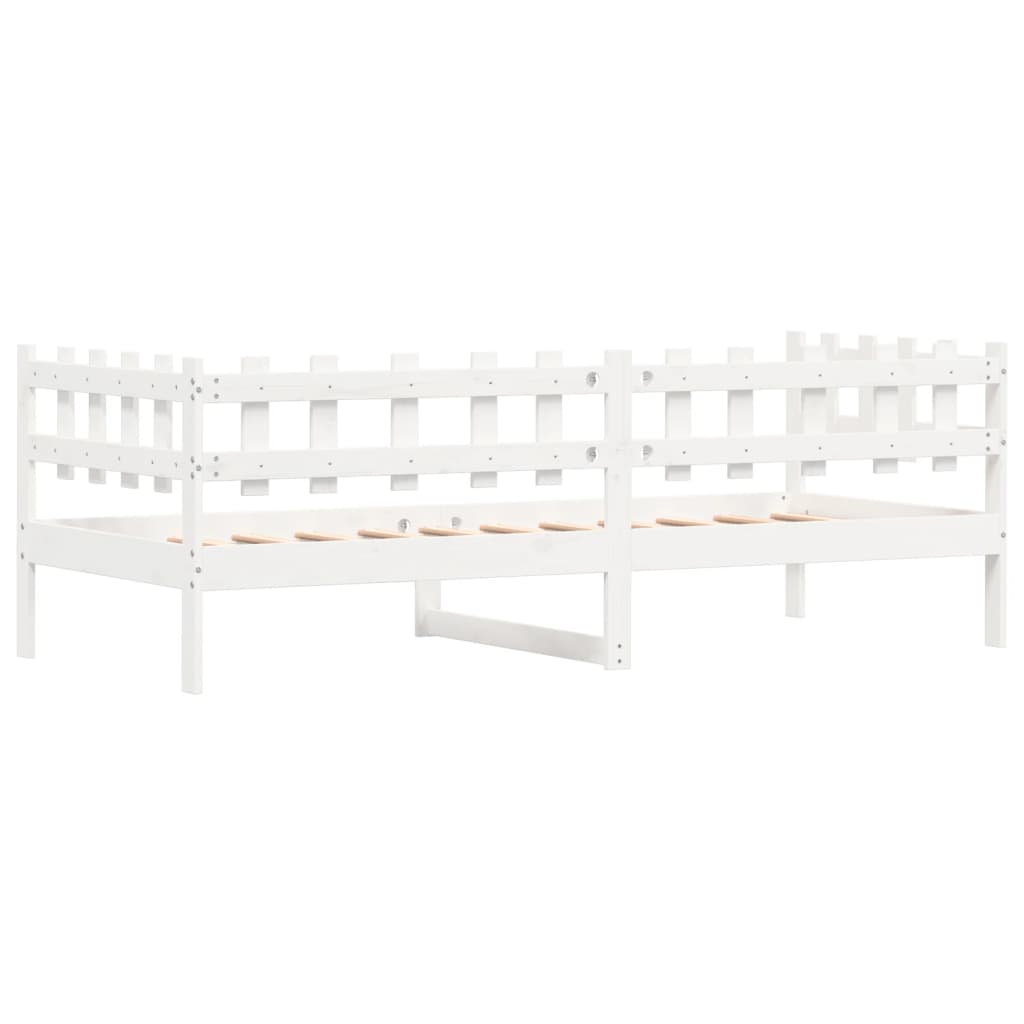 Day Bed without Mattress White 90x190 cm Single Solid Wood Pine