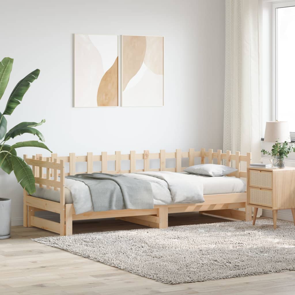 Pull-out Day Bed without Mattress  2x(80x200) cm Solid Wood