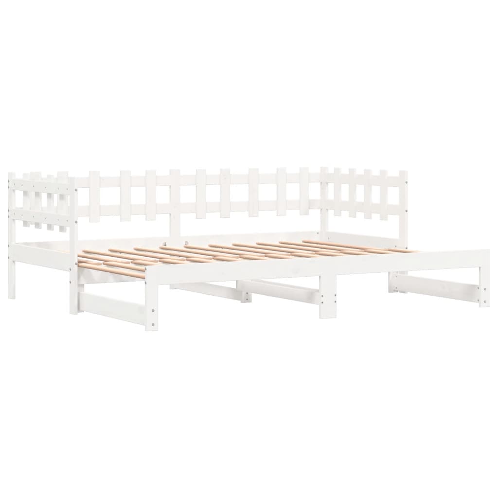Pull-out Day Bed without Mattress White 2x(80x200) cm Solid Wood