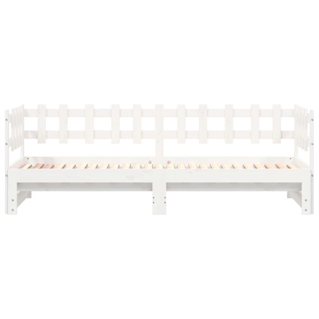 Pull-out Day Bed without Mattress White 2x(80x200) cm Solid Wood