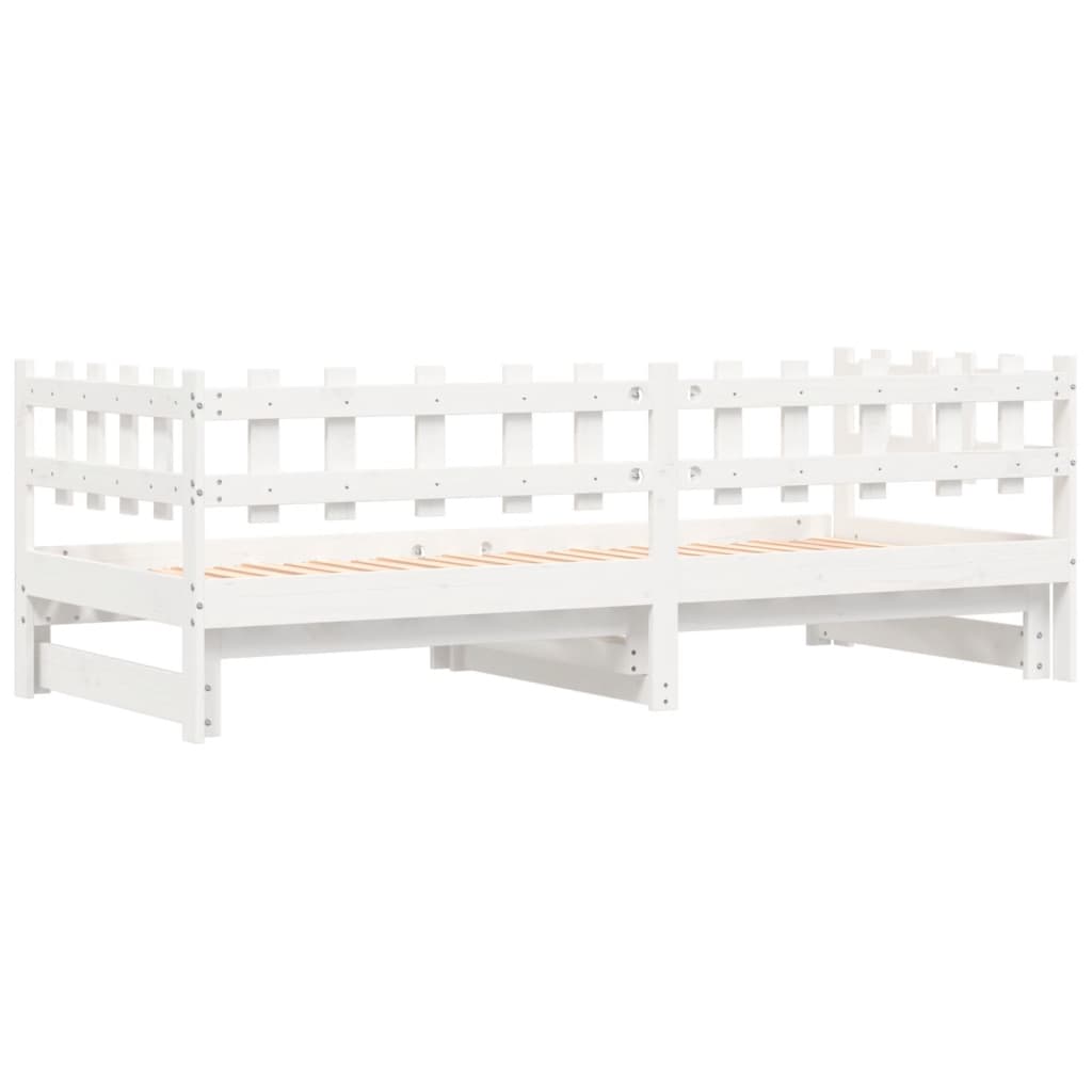 Pull-out Day Bed without Mattress White 2x(80x200) cm Solid Wood