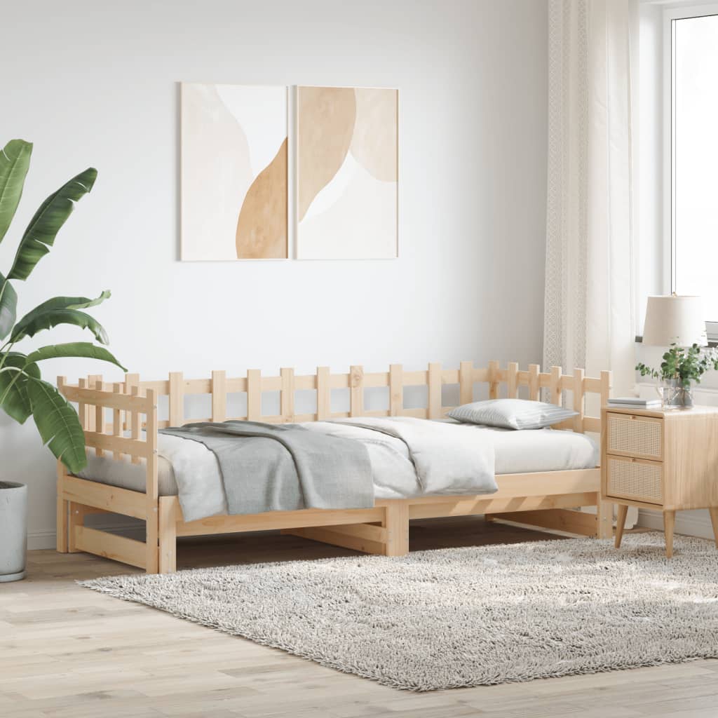 Pull-out Day Bed without Mattress  2x(90x200) cm Solid Wood