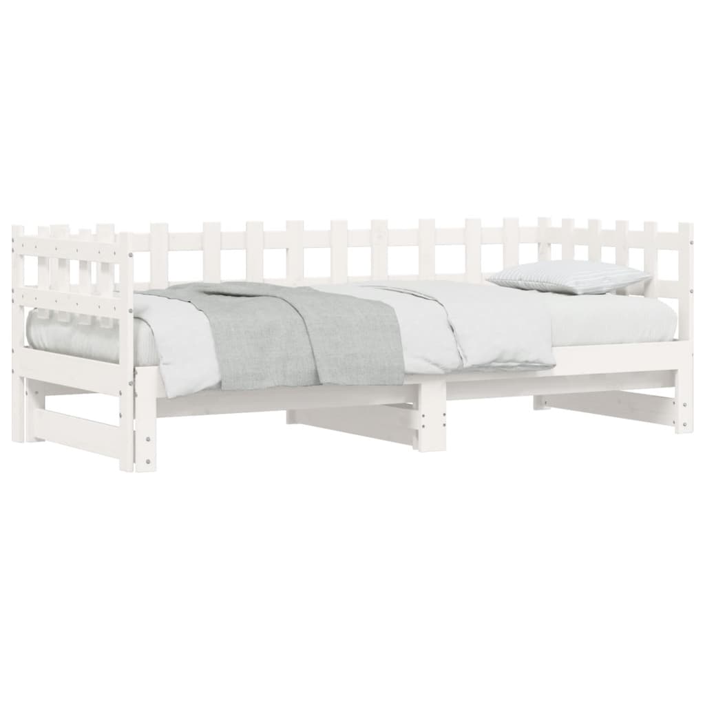 Pull-out Day Bed without Mattress White 2x(90x200) cm Solid Wood