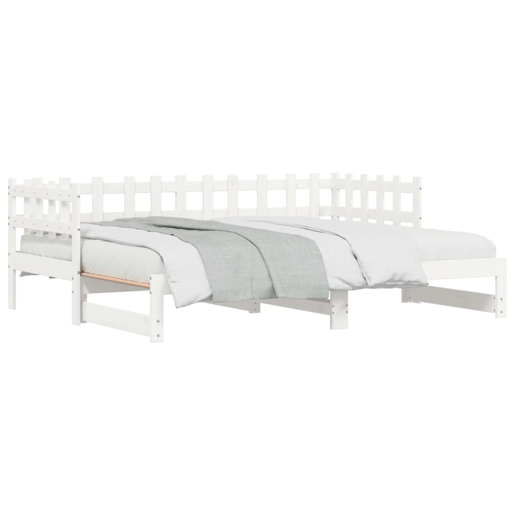 Pull-out Day Bed without Mattress White 2x(90x200) cm Solid Wood