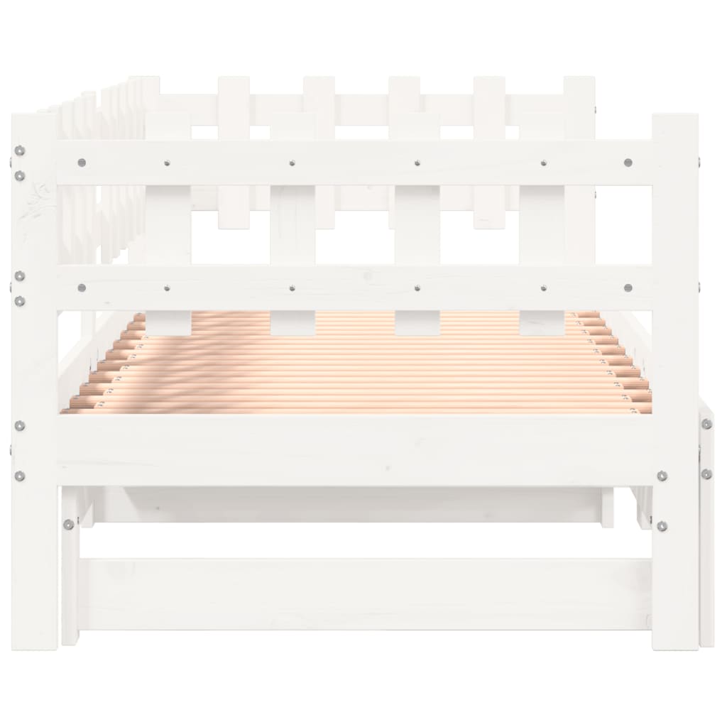 Pull-out Day Bed without Mattress White 2x(90x200) cm Solid Wood