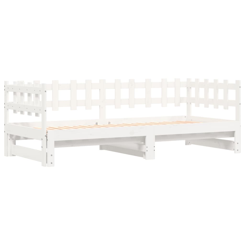Pull-out Day Bed without Mattress White 2x(90x190) cm Solid Wood