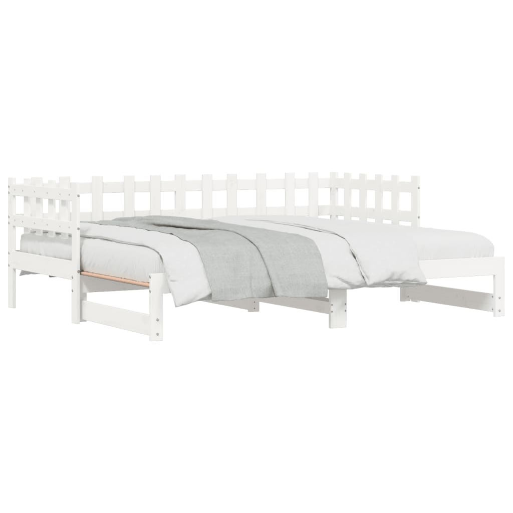 Pull-out Day Bed without Mattress White 2x(90x190) cm Solid Wood