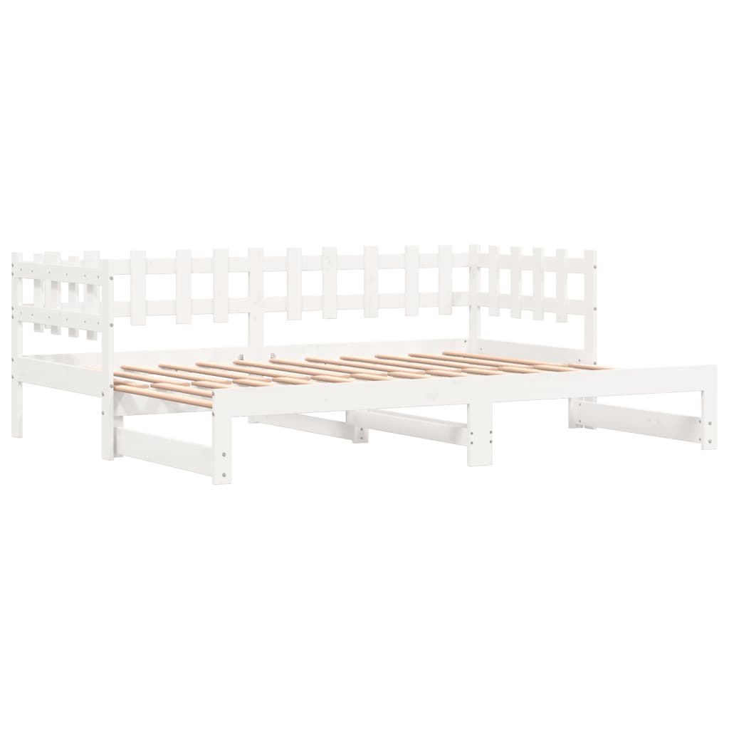 Pull-out Day Bed without Mattress White 2x(90x190) cm Solid Wood