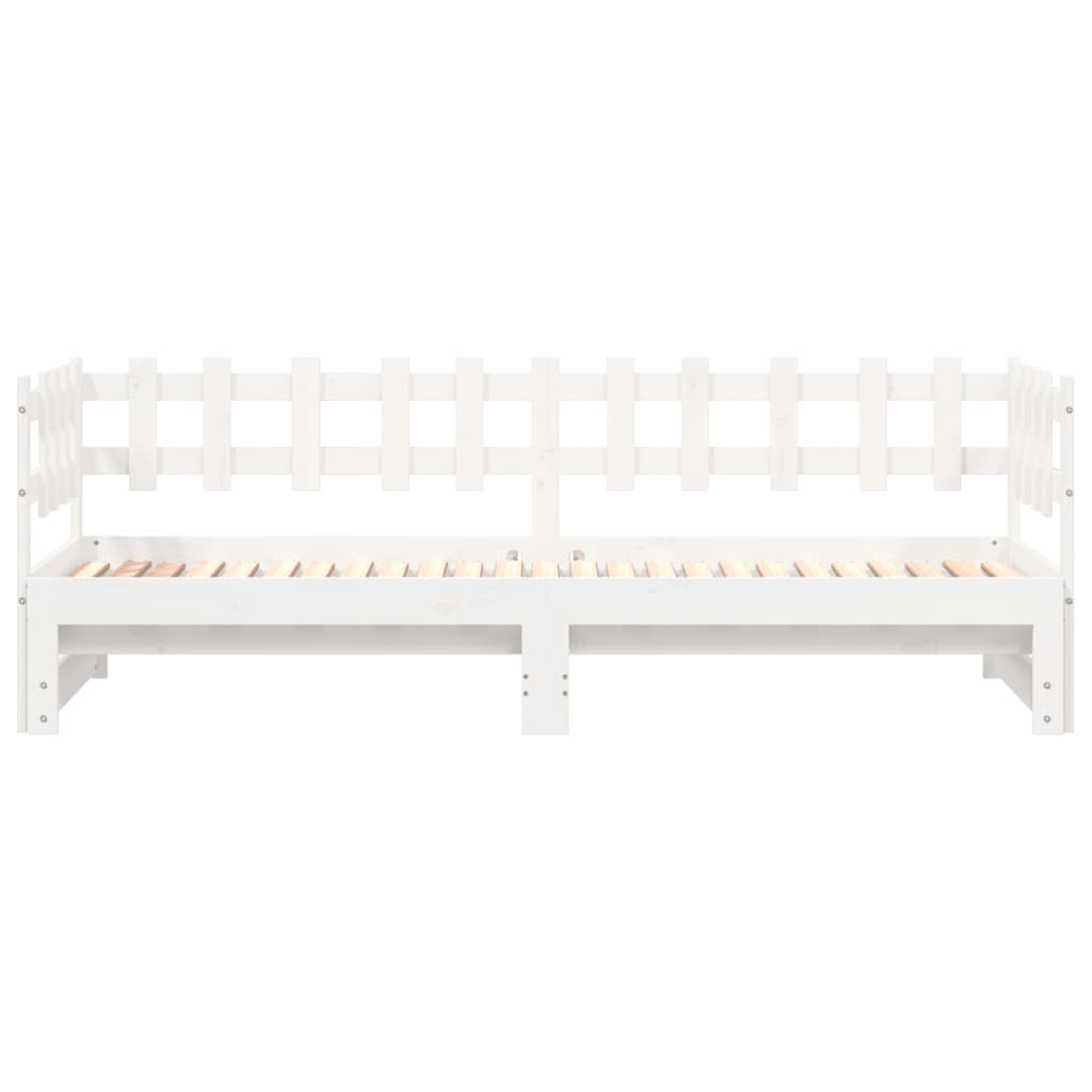 Pull-out Day Bed without Mattress White 2x(90x190) cm Solid Wood