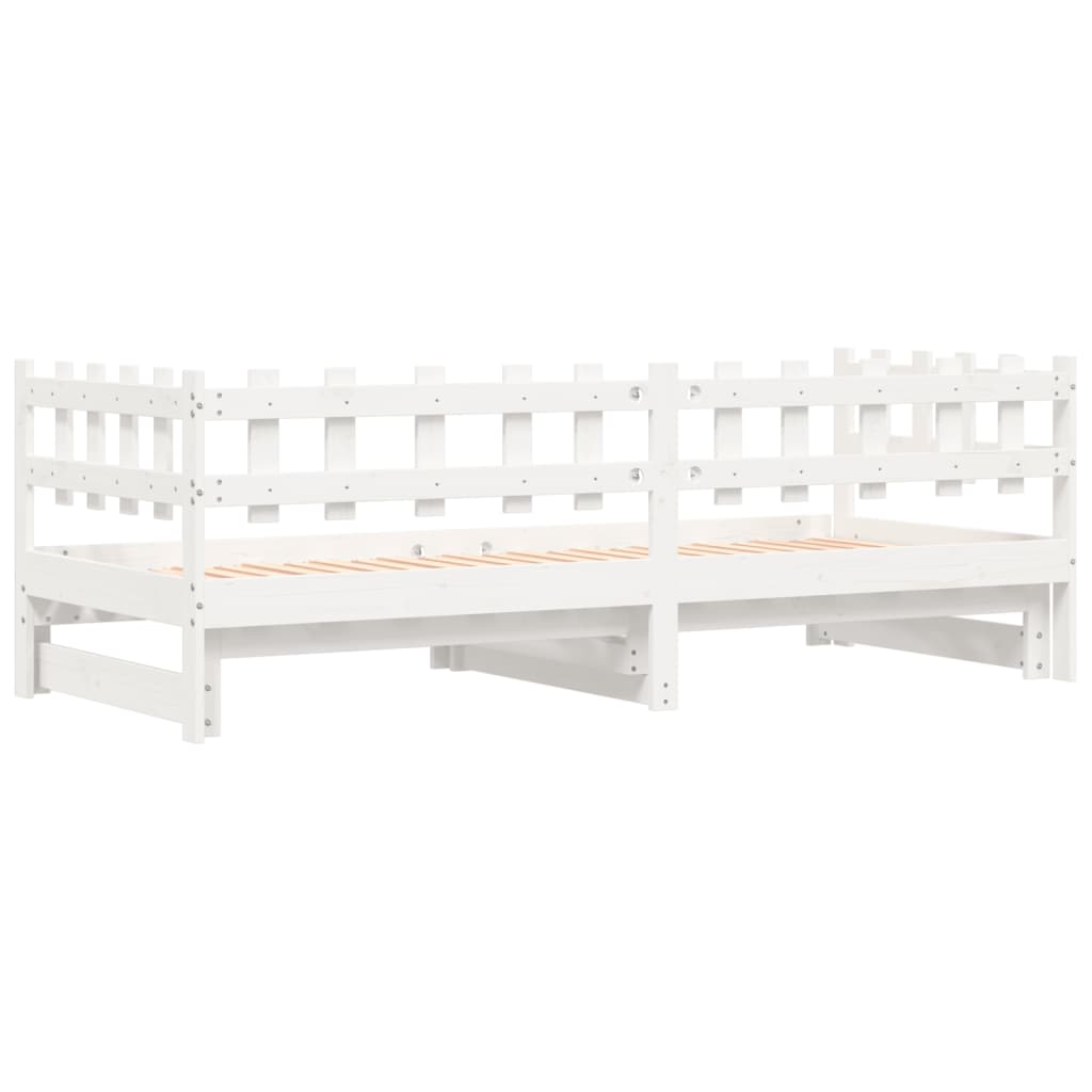 Pull-out Day Bed without Mattress White 2x(90x190) cm Solid Wood