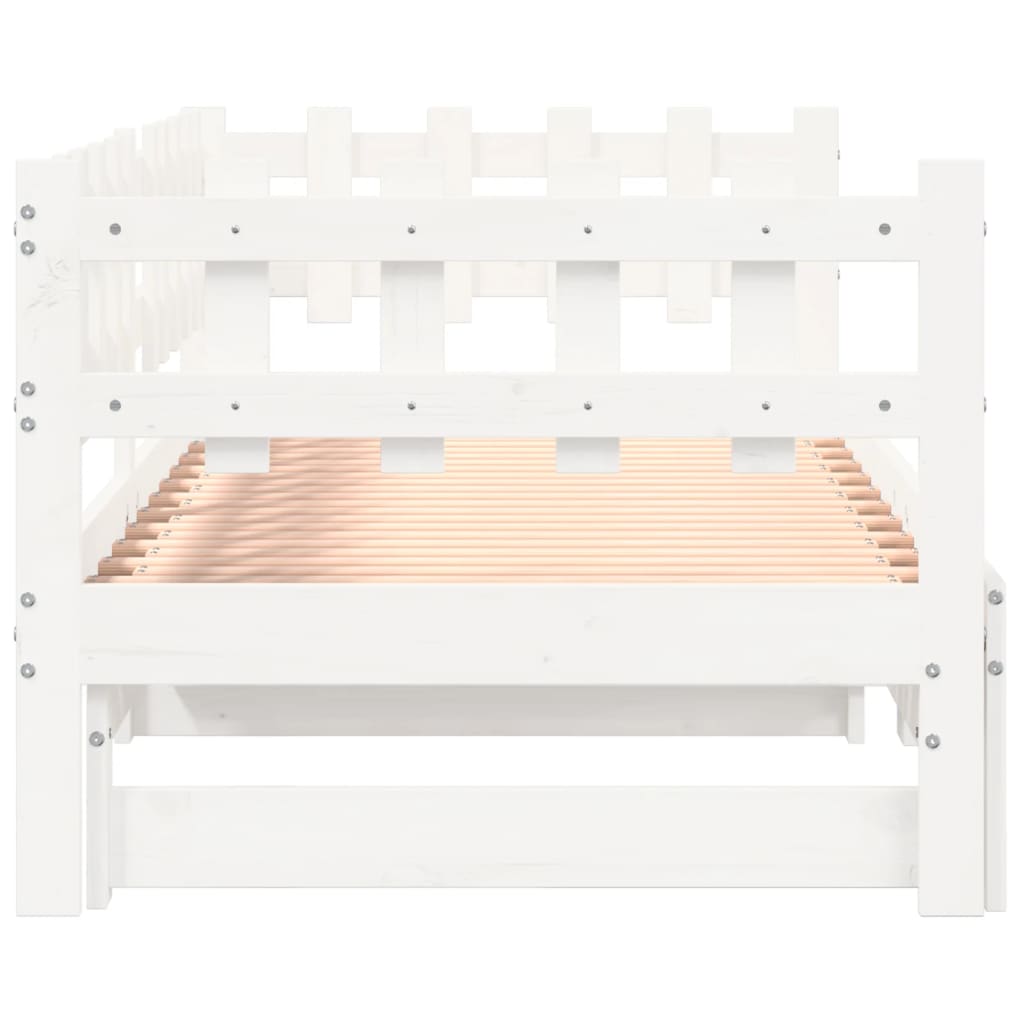 Pull-out Day Bed without Mattress White 2x(90x190) cm Solid Wood