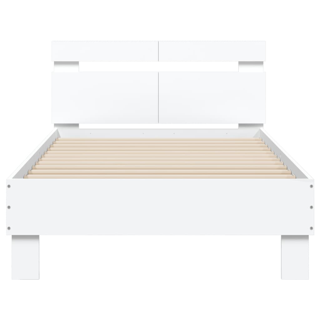 Bed Frame without Mattress with Headboard White 100x200 cm