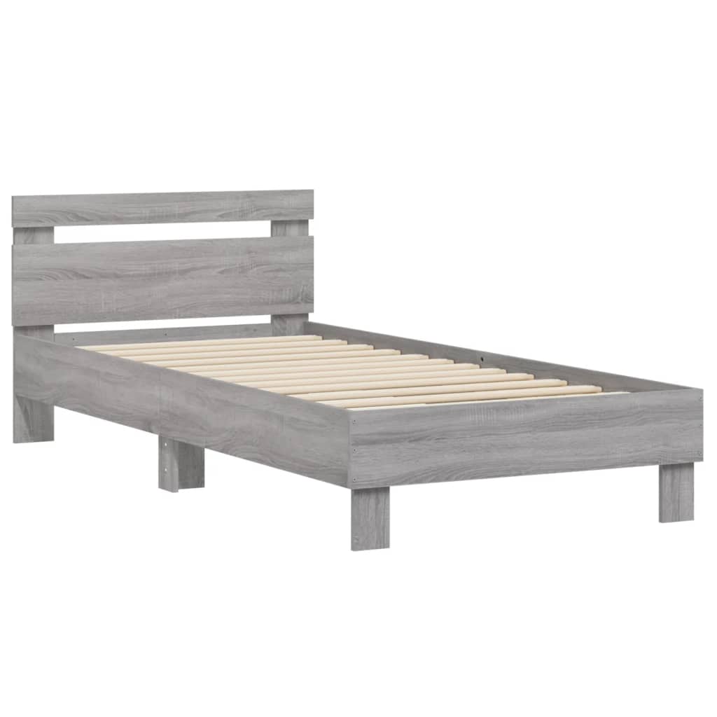 Bed Frame without Mattress with Headboard Grey Sonoma 90x200 cm