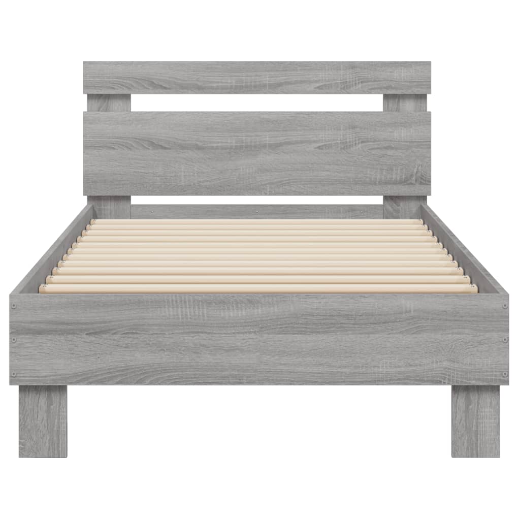 Bed Frame without Mattress with Headboard Grey Sonoma 90x200 cm