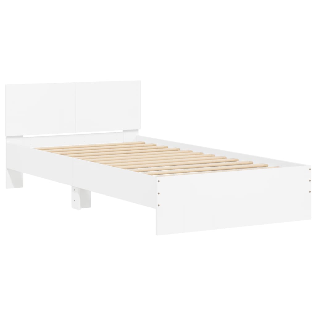 Bed Frame without Mattress with Headboard White 100x200 cm