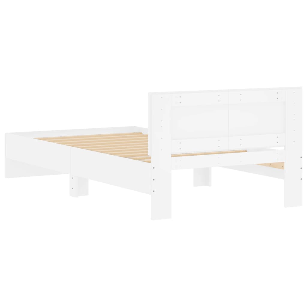 Bed Frame without Mattress with Headboard White 100x200 cm