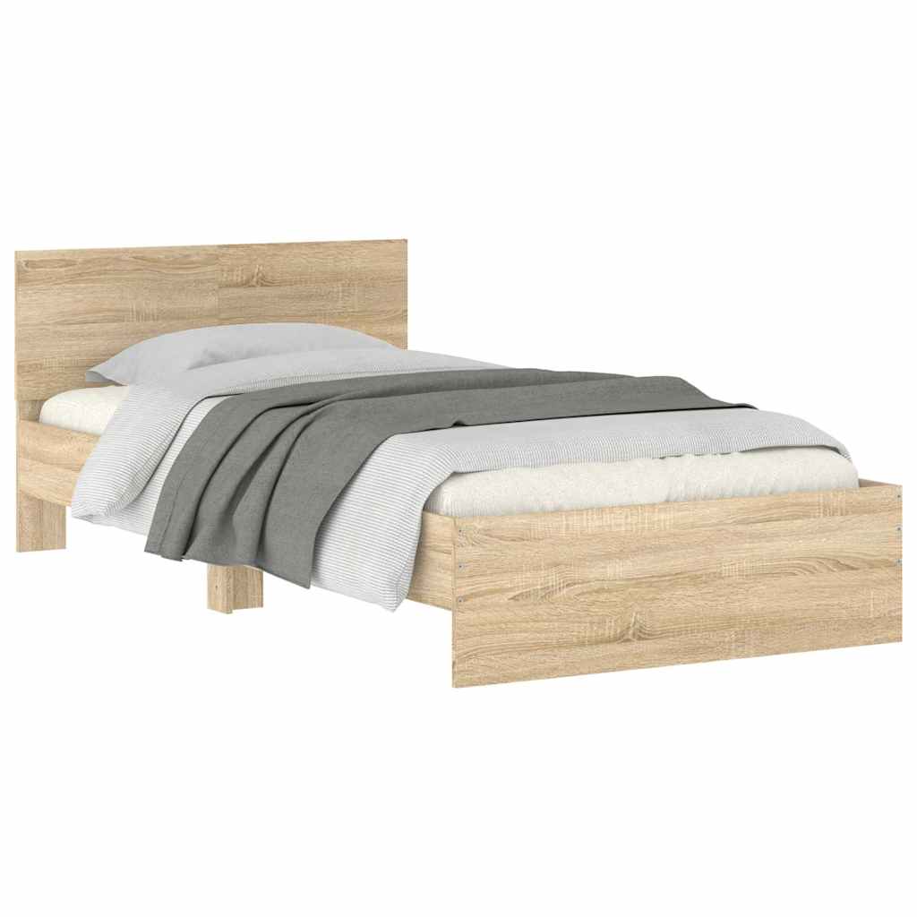 Bed Frame without Mattress with Headboard Sonoma Oak 100x200 cm