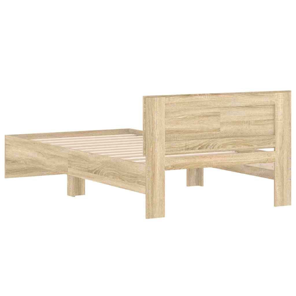 Bed Frame without Mattress with Headboard Sonoma Oak 100x200 cm