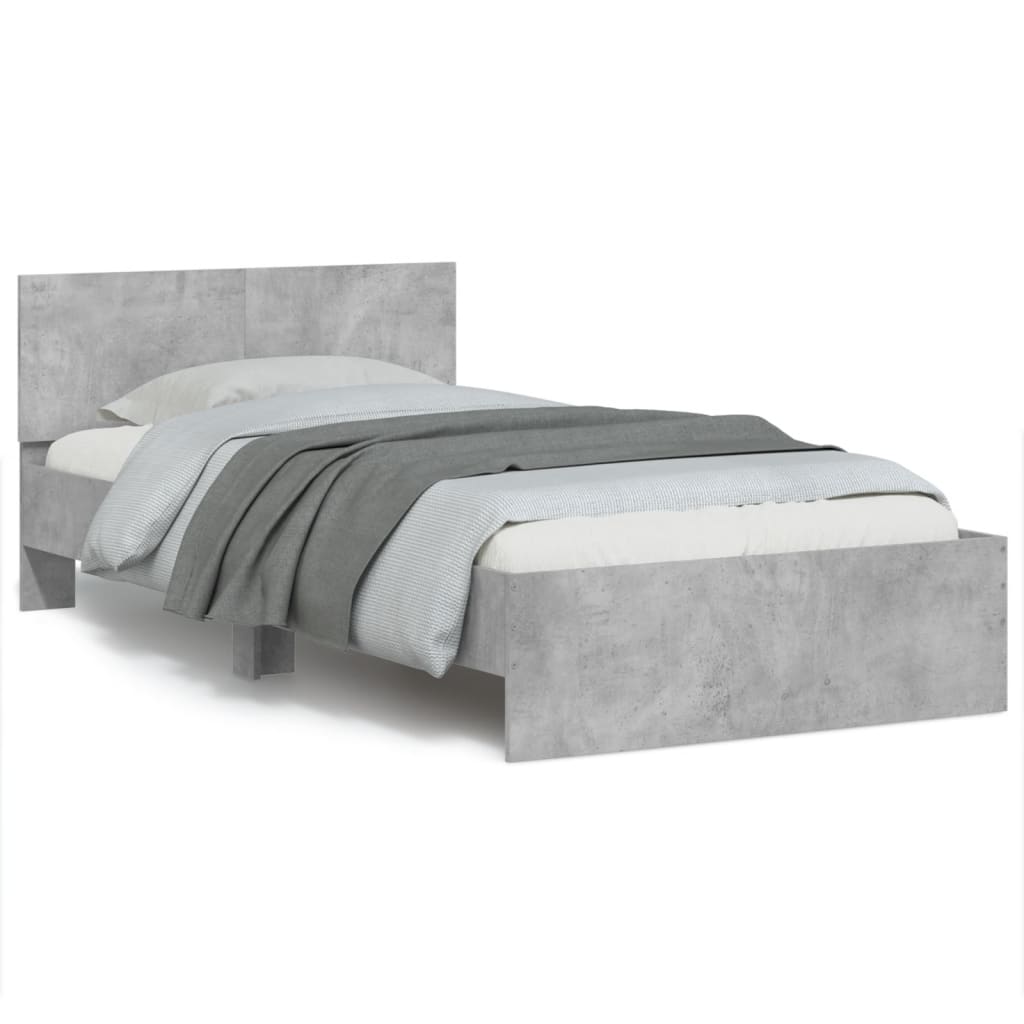 Bed Frame without Mattress with Headboard Concrete Grey 100x200 cm