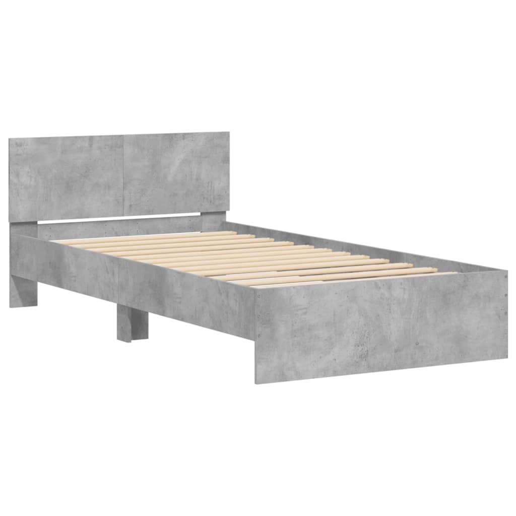 Bed Frame without Mattress with Headboard Concrete Grey 100x200 cm