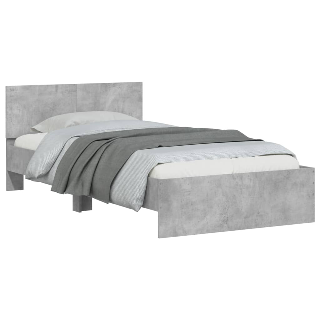 Bed Frame without Mattress with Headboard Concrete Grey 100x200 cm
