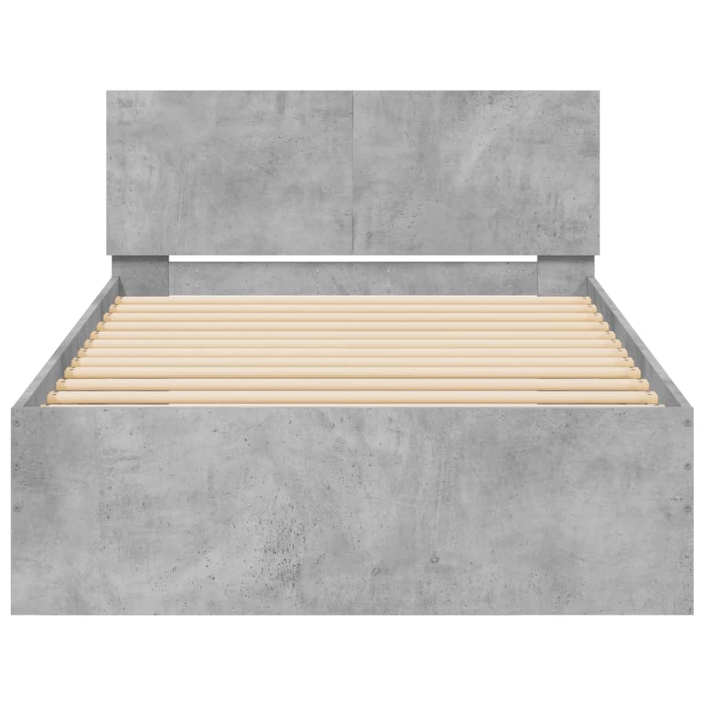 Bed Frame without Mattress with Headboard Concrete Grey 100x200 cm