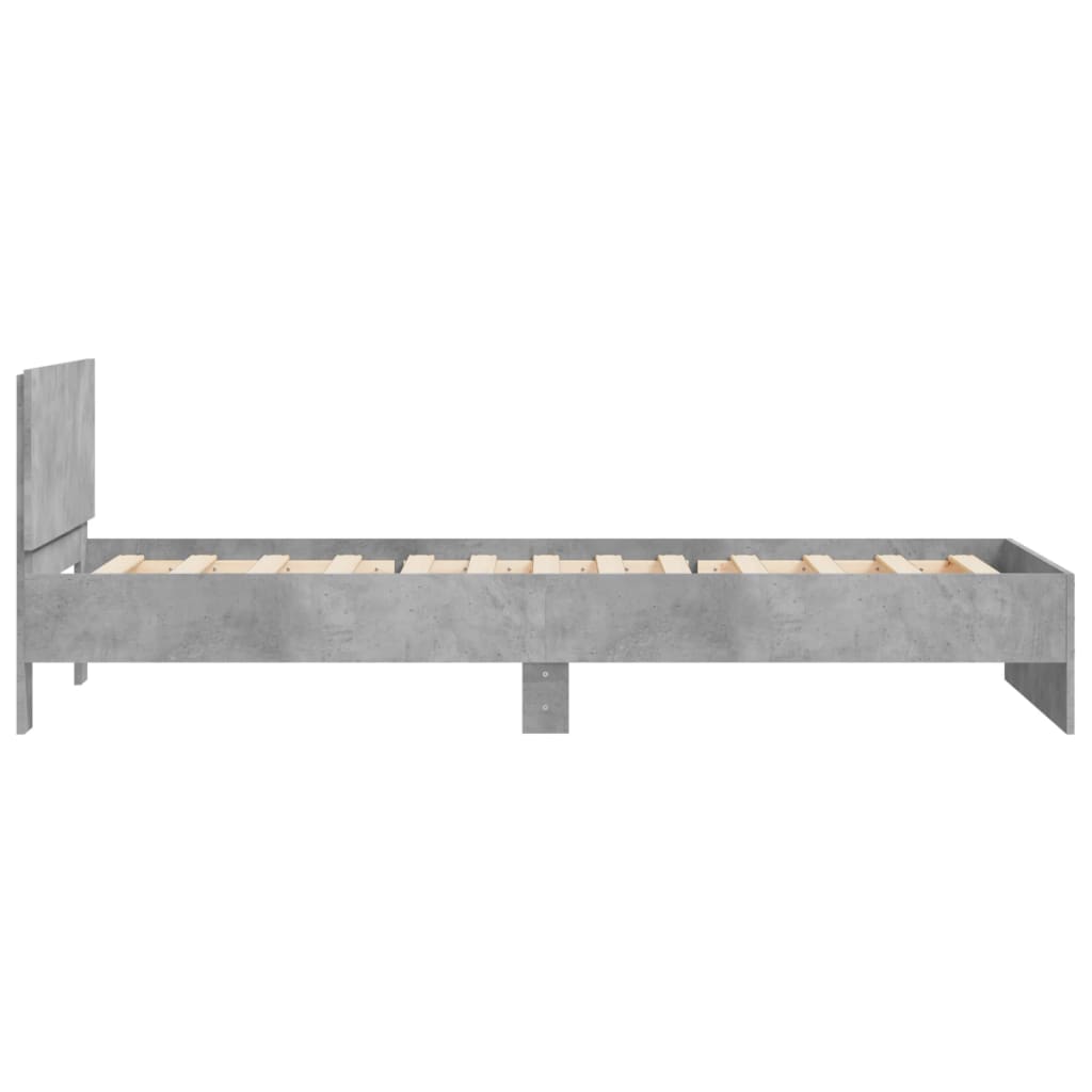 Bed Frame without Mattress with Headboard Concrete Grey 100x200 cm