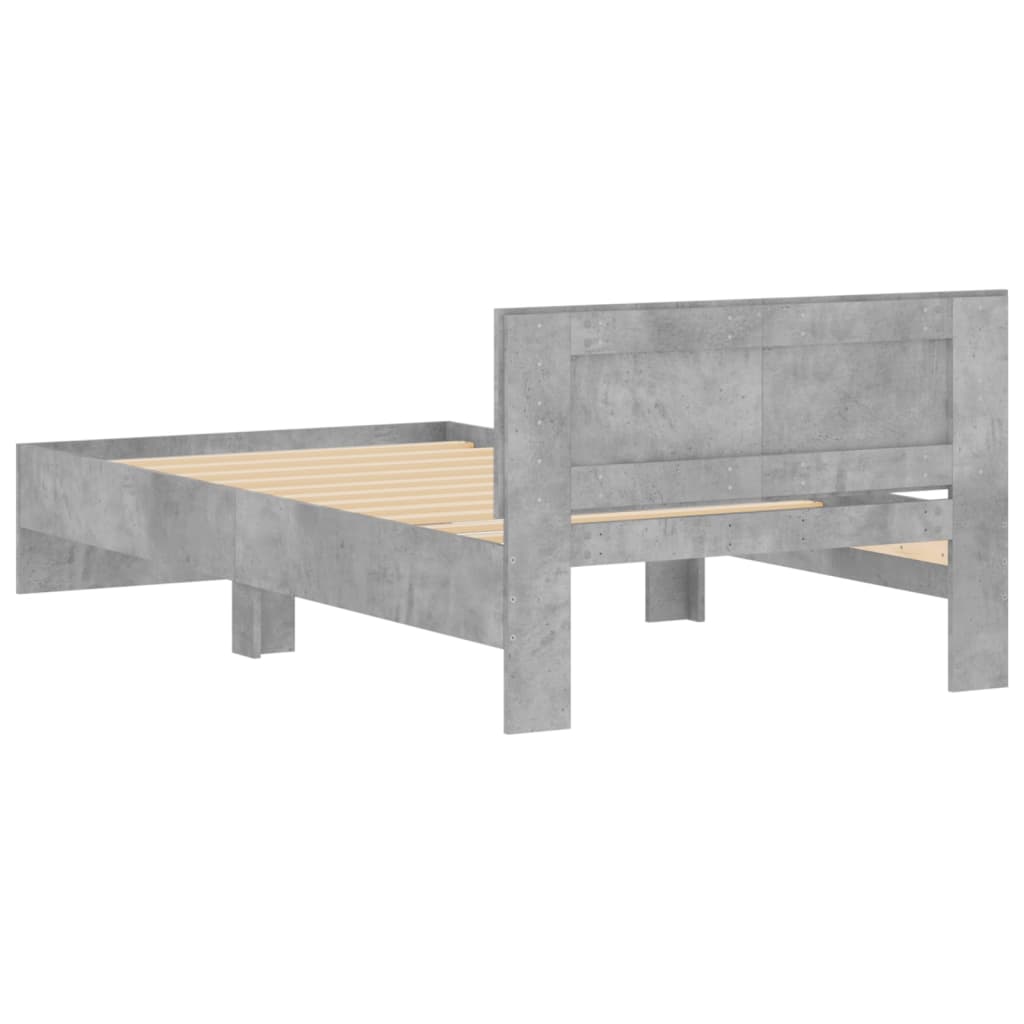 Bed Frame without Mattress with Headboard Concrete Grey 100x200 cm