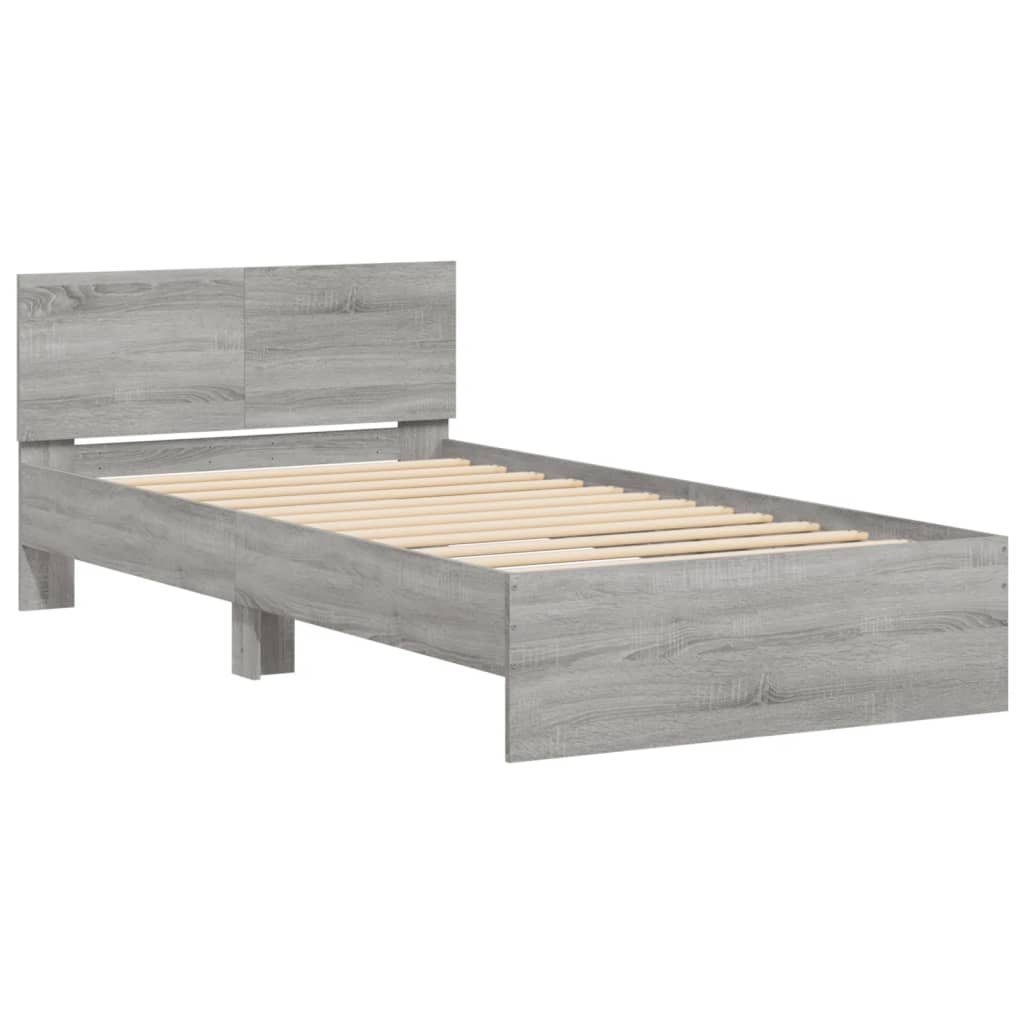 Bed Frame without Mattress with Headboard Grey Sonoma 100x200 cm