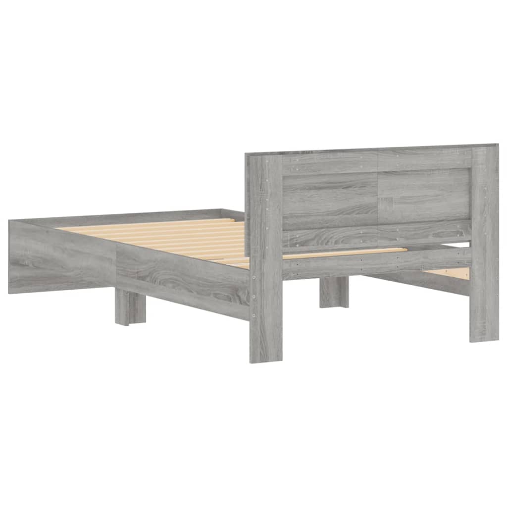 Bed Frame without Mattress with Headboard Grey Sonoma 100x200 cm