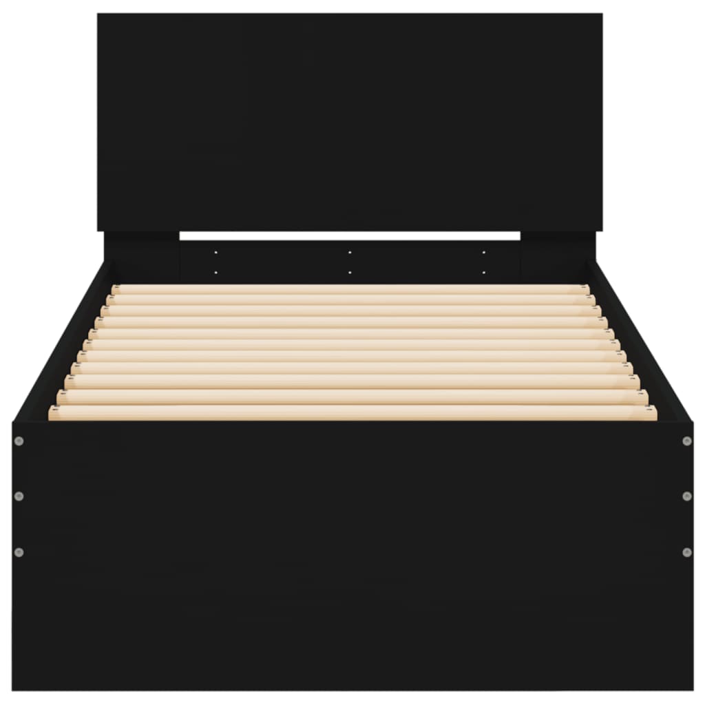 Bed Frame without Mattress with Headboard Black 90x200 cm