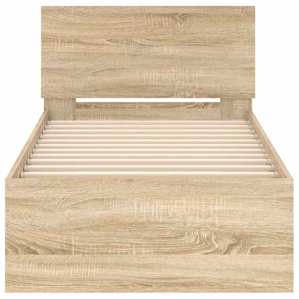 Bed Frame without Mattress with Headboard Sonoma Oak 90x200 cm
