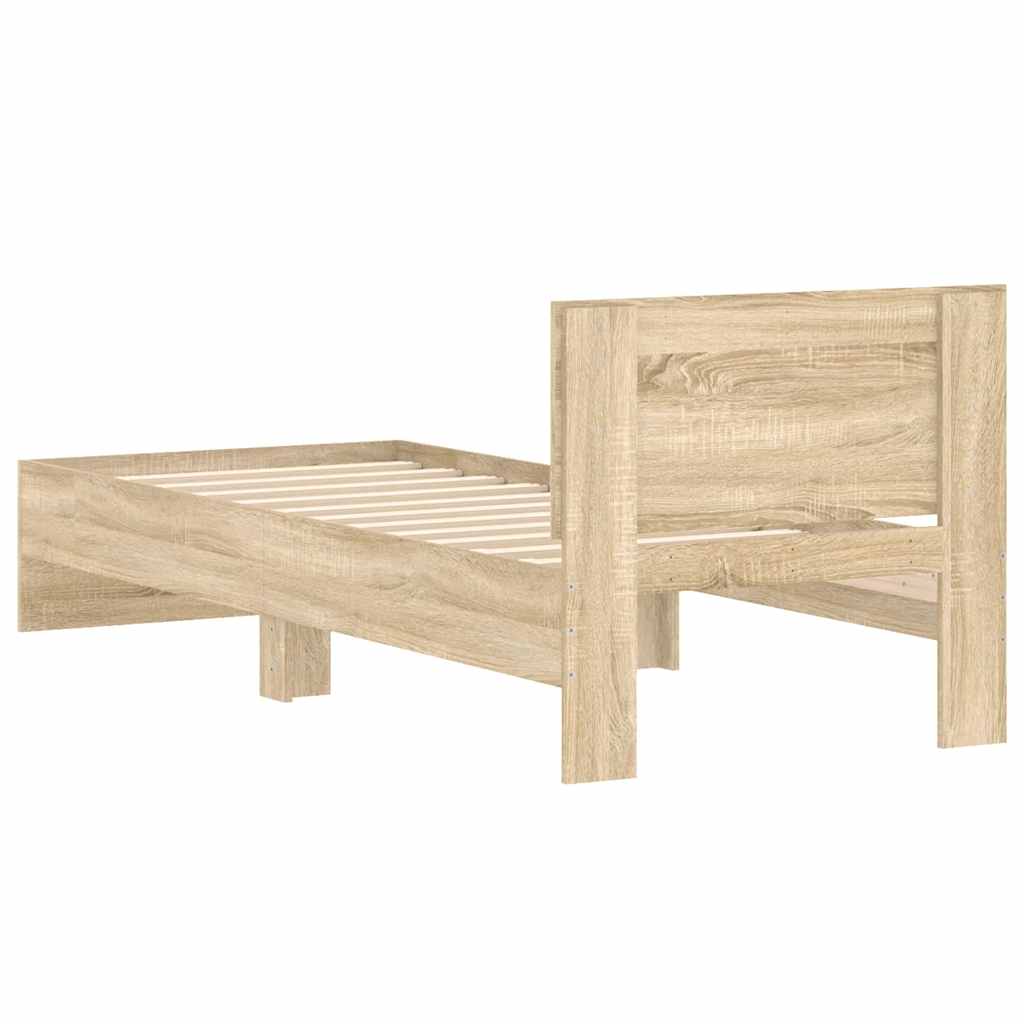 Bed Frame without Mattress with Headboard Sonoma Oak 90x200 cm