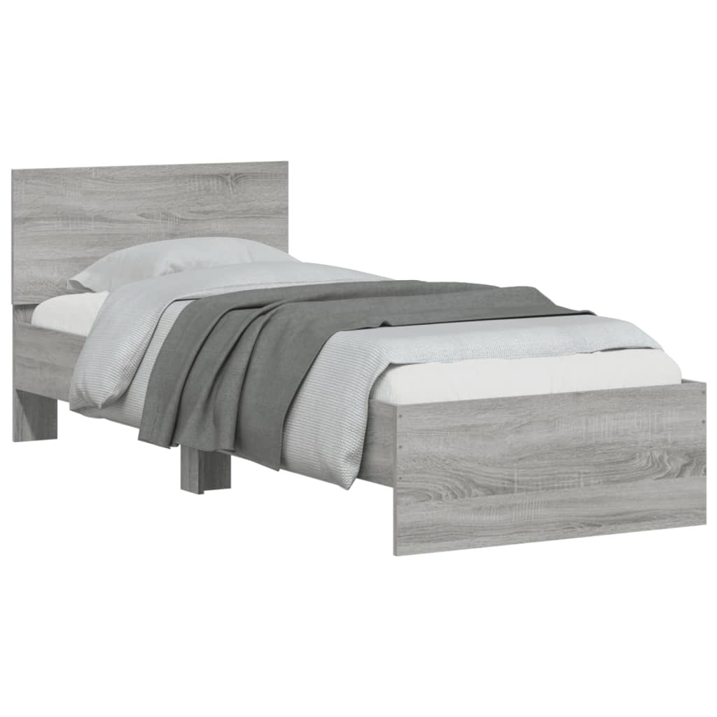 Bed Frame without Mattress with Headboard Grey Sonoma 90x200 cm