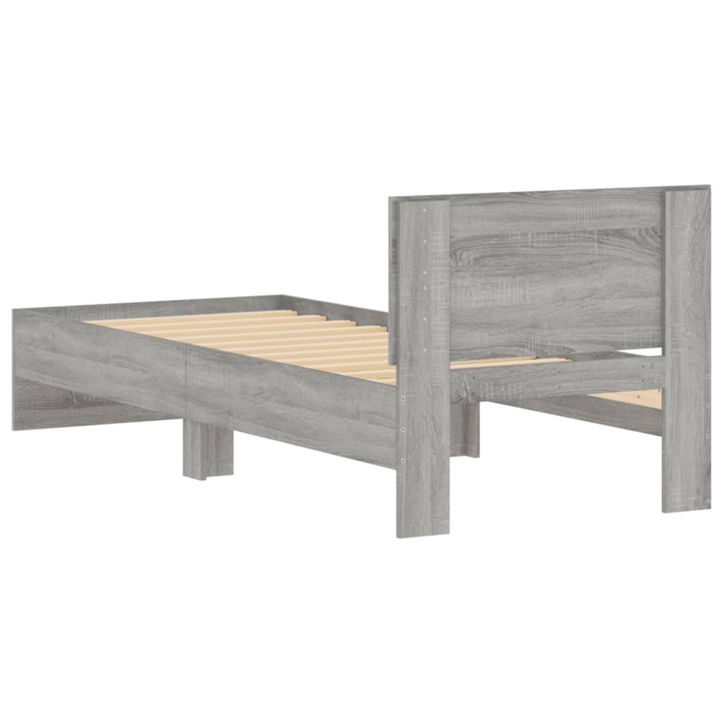 Bed Frame without Mattress with Headboard Grey Sonoma 90x200 cm