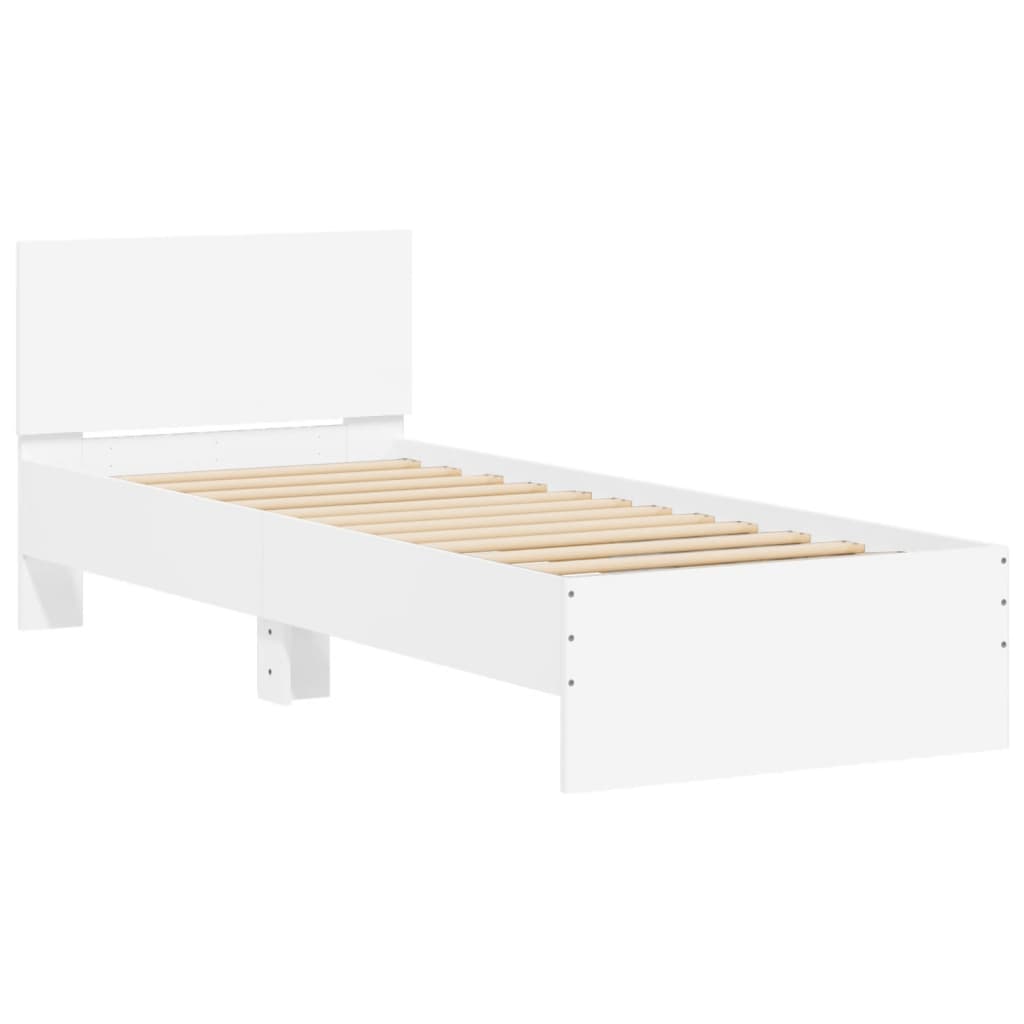 Bed Frame without Mattress with Headboard White 90x190 cm Single